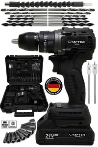 21v Kömürsüz Motor Çelik Mandren Akülü Vidalama Darbeli Şarjlı Matkap Seti Siyah Alt103 ürün fotoğrafı