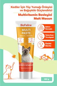 Kediler Için Bağışıklık Destekleyici Ve Tüy Yumağı Önleyici Multivitamin Macun 100g ürün fotoğrafı