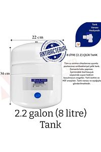 Su Arıtma Tankı 8LT Tüm Cihazlara Uyumlu, NSF Onaylı, Paslanmaz Çelik Tank, Antibakteriyel ürün fotoğrafı