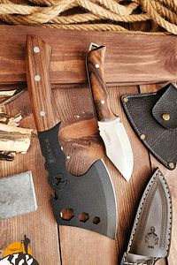2 Li Outdoor Balta Bıçak Seti Kamp Baltası Bıçak Şef Bıçağı Nacak Ahşap Sap Blt3 ürün fotoğrafı