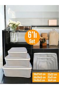 6'lı Gri Valiz Düzenleyici , Bavul Içi Düzenleyici Organizer Set ürün fotoğrafı