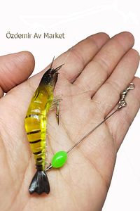 Karides Shrimp Sahte Silikon Balık Yemi Fosforlu Kancalı 7.5 Cm ürün fotoğrafı