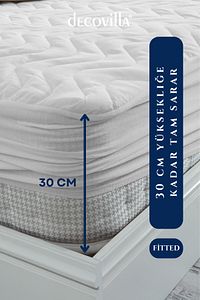 Kapitone Fitted Full Kenar Su Sıvı Geçirmez Yatak Koruyucu Alez Çarşaf Beyaz ürün fotoğrafı