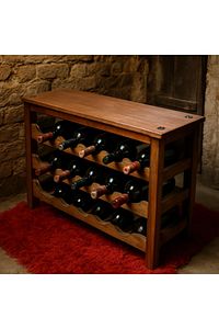 Ahşap Eskitme 3 Katlı Şaraplık Ve Şişelik Şarap Rafı Mini Bar Raf ürün fotoğrafı