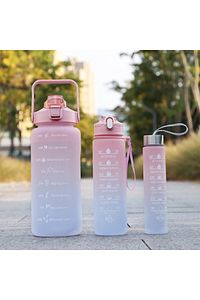 Motivasyonel 3 lü Set Su Matarası 2 lt+900 ml+600 ml Tritan Spor Salonu Suluk ürün fotoğrafı