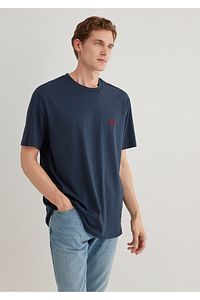 Mühür Logo Nakışlı Lacivert Tişört Loose Fit / Bol Rahat Kesim 067074-33207 ürün fotoğrafı