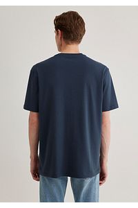 Mühür Logo Nakışlı Lacivert Tişört Loose Fit / Bol Rahat Kesim 067074-33207 ürün fotoğrafı