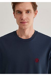 Mühür Logo Nakışlı Lacivert Tişört Loose Fit / Bol Rahat Kesim 067074-33207 ürün fotoğrafı