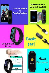 M6 Akıllı Bileklik 2025 | Renkli Ekranlı Akıllı Saat | Bluetooth | iOS Android Uyumlu | Adım Sayar ürün fotoğrafı