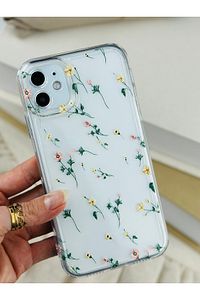 Iphone 11 Uyumlu Krem Çiçek Desenli Kameralar Korumalı Kılıf ürün fotoğrafı