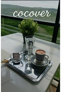 Lüx Sarı Kelebek Aksesuarlı Paslanmaz Çelik 6’lı Gümüş Kahve, Çay, Dekoratif Sunum Servis Tepsisi ürün fotoğrafı