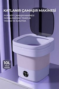 Katlanır Çamaşır Makinesi Mor 10 Litre ürün fotoğrafı