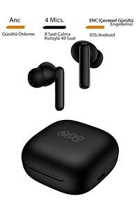 T13 Anc 4 Mikrofon Bluetooth 5.3 Kablosuz Kulaklık Siyah Aktif Gürültü Engelleyici ürün fotoğrafı