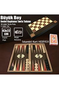 Ahşap Tavla Pulu Dama Takımı Iskambil Kart Hediyeli Ceviz Kaplama Cilalı Turnuva Hobi Oyun Seti ürün fotoğrafı