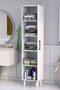5 Raflı Banyo Boy Dolabı Beyaz ürün fotoğrafı