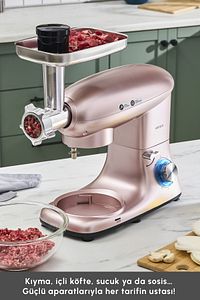 Multichef Stand Mikser Rosegold Mutfak Şefi 1900w 5,5l Kıyma Çekme Sucuk-sosis Içli Köfte Ap. ürün fotoğrafı