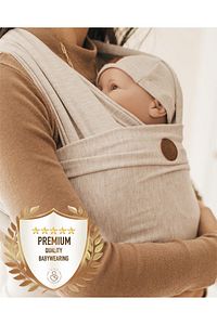 Premium Birinci Sınıf Pamuklu Esnek Wrap Sling Soft Bej (BABYWEARİNGE ÖZEL ÜRETİM KUMAŞ) ürün fotoğrafı