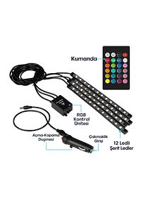 Araç Içi Ayak Altı Led Sese Duyarlı Müziğe Duyarlı 12'li - Rgb ürün fotoğrafı