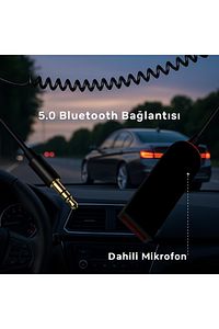 Mikrofonlu Araç Bluetooth Kiti USB 3.5mm Aux Bluetooth Çevirici HD Ses Kalite Micro SD Kart Destekli ürün fotoğrafı