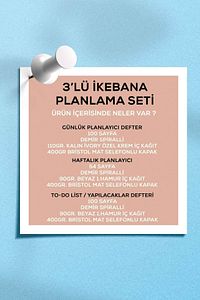 Planlama Seti | 3 Ayrı Özel Ürün | Günlük Planlayıcı | Haftalık Planlayıcı | To-do List | Ikebana ürün fotoğrafı