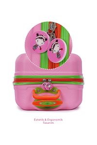Wx-412 Şapkalı Kız Pembe Kız Çocuk Valizi ürün fotoğrafı