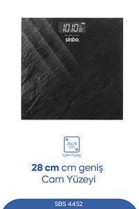 Sbs-4452 Banyo Baskülü Büyük Ölçü 28cm Cam Siyah ürün fotoğrafı