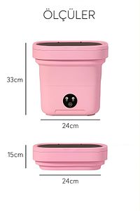 Katlanır Çamaşır Makinesi Pembe 10 Litre ürün fotoğrafı