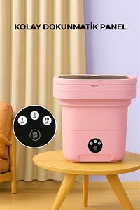 Katlanır Çamaşır Makinesi Pembe 10 Litre ürün fotoğrafı