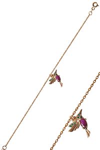 Kadın Ruby Kuş Model 925 Ayar Rose Gümüş Halhal ürün fotoğrafı