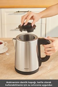 Tea Break 2 In 1 Çelik Su Isıtıcı Çay Makinesi Inox Siyah ürün fotoğrafı
