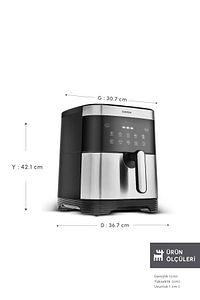 Gourmet 9l Smart Color Screen Geniş Hazne Inox Airfryer ürün fotoğrafı