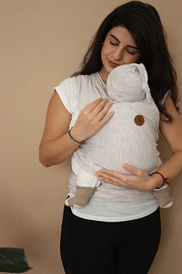 Premium Birinci Sınıf Pamuklu Esnek Wrap Sling Soft Bej (BABYWEARİNGE ÖZEL ÜRETİM KUMAŞ) ürün fotoğrafı