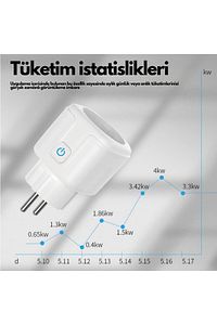 Akıllı Priz,16a 100-240v Akım Korumalı,wifi,mobil Uygulamalı,enerji Izleme,sesli Ve Uzaktan Kontrol ürün fotoğrafı