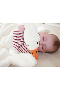 Krem Sevimli Çocuk Bebek Battaniyesi Ördek Kışlık Peluş Welsoft Kaz Battaniye ürün fotoğrafı