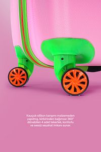 Wx-412 Şapkalı Kız Pembe Kız Çocuk Valizi ürün fotoğrafı
