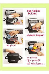 Termal Yemek Çantası Ve Biberon Çantası 9311 Siyah Beslenme Çantası ürün fotoğrafı