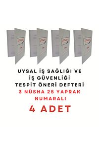 Iş Sağlığı Ve Iş Güvenliği Tespit Öneri Defteri 3 Nüsha 25 Yaprak Numaralı 4 Lü Paket ürün fotoğrafı