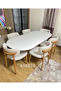 Bohem Masa Takımı Ahşap Masa Takımı 6 Kişilik Masa Sandalye Takımı İskandinav Takım ürün fotoğrafı