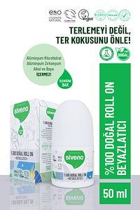 %100 Doğal Roll-on Beyazlatıcı Etkili Deodorant Ter Kokusu Önleyici Bitkisel Lekesiz Vegan 50 ml ürün fotoğrafı
