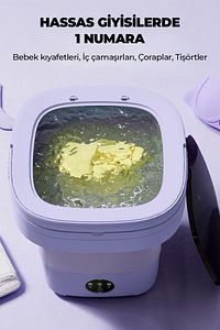 Katlanır Çamaşır Makinesi Mor 10 Litre ürün fotoğrafı