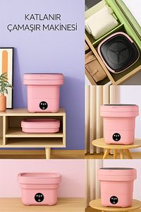 Katlanır Çamaşır Makinesi Pembe 10 Litre ürün fotoğrafı
