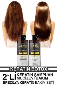 2'li Brezilya Fönü Şampuan Keratin Saç Düzleştirici Botox Bakım Seti (400ML ŞAMPUAN 400ML KERATİN) ürün fotoğrafı
