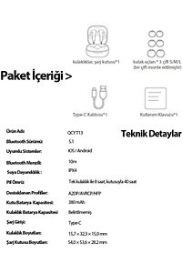 T13 Anc 4 Mikrofon Bluetooth 5.3 Kablosuz Kulaklık Siyah Aktif Gürültü Engelleyici ürün fotoğrafı