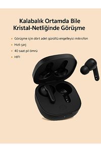 T13 Anc 4 Mikrofon Bluetooth 5.3 Kablosuz Kulaklık Siyah Aktif Gürültü Engelleyici ürün fotoğrafı