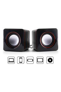 Mini 1+1 Taşınabilir Kablolu Hoparlör 3.5mm Aux USB Masaüstü Pc Mp3 Müzik Çalar Ses Sistemi ürün fotoğrafı