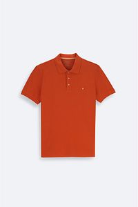 Erkek Koyu Turuncu %100 Pamuk Serin Tutan Polo Yaka T-shirt E001004 ürün fotoğrafı