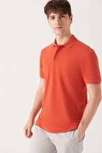 Erkek Koyu Turuncu %100 Pamuk Serin Tutan Polo Yaka T-shirt E001004 ürün fotoğrafı