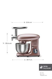 Multichef Stand Mikser Rosegold Mutfak Şefi 1900w 5,5l Kıyma Çekme Sucuk-sosis Içli Köfte Ap. ürün fotoğrafı