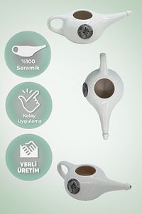 Neti Pot - Neti Burun Duşu - Seramik Burun Temizleme Demliği ürün fotoğrafı
