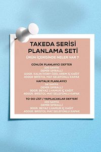 Planlama Seti | 3 Ayrı Özel Ürün | Günlük Planlayıcı | Haftalık Planlayıcı | To-do List | Takeda ürün fotoğrafı